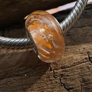 New Authentic Chamilia Charm- Poppy Field Murano Glass Orange Pastel White Pink